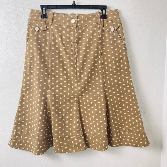Polka Dot Skirt Per Una. Tan/White. Sz 12 - Picture 1 of 10
